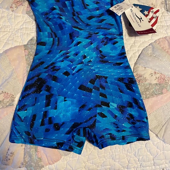Motionwear Blue Athletic Kids Girls Romper Tank Shorts Leotard NEW IC 6X-7 NWT - Picture 5 of 5
